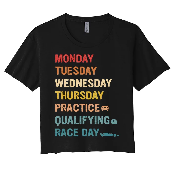 Mon Tue Wed Thu Practice Qualifying Race Day Women's Crop Top Tee