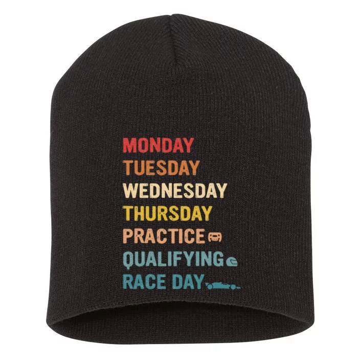 Mon Tue Wed Thu Practice Qualifying Race Day Short Acrylic Beanie