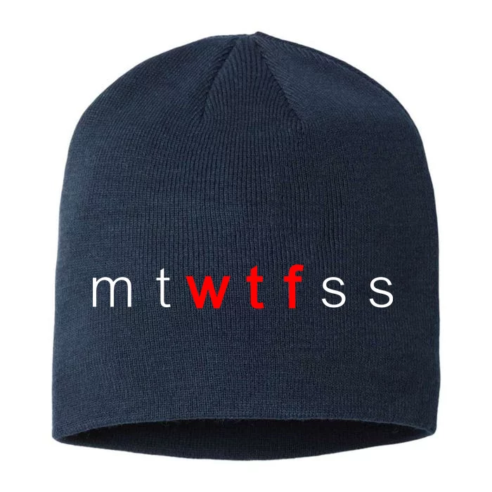 mtWTFss Days of the Week Red WTF Logo 8 1/2in Sustainable Knit Beanie