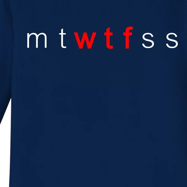 mtWTFss Days of the Week Red WTF Logo Baby Long Sleeve Bodysuit