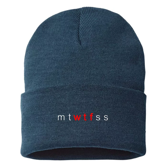 mtWTFss Days of the Week Red WTF Logo Sustainable Knit Beanie