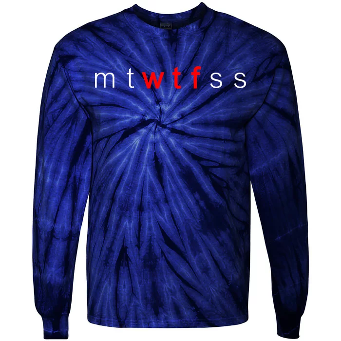 mtWTFss Days of the Week Red WTF Logo Tie-Dye Long Sleeve Shirt