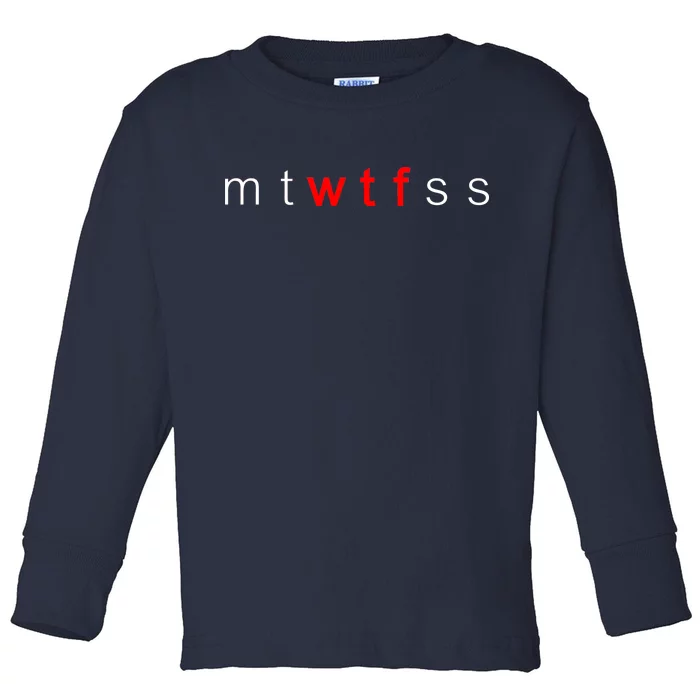 mtWTFss Days of the Week Red WTF Logo Toddler Long Sleeve Shirt