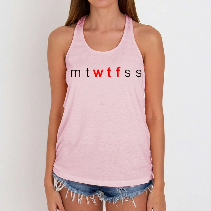 mtWTFss Days of the Week Red WTF Logo Women's Knotted Racerback Tank