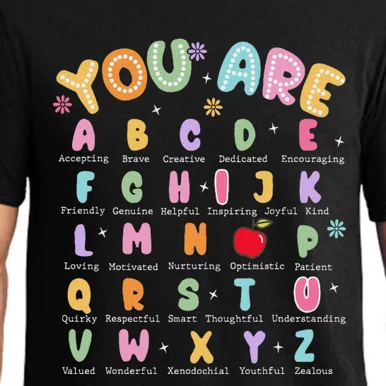 Motivational Teacher You Are Alphabet Abc Back To School Pajama Set