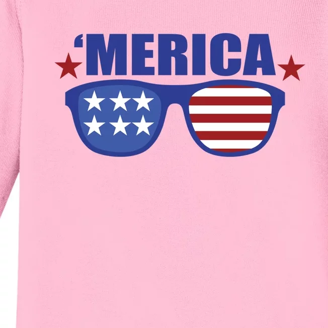 Merica USA 4th Of July Baby Long Sleeve Bodysuit