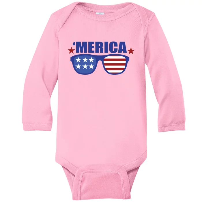 Merica USA 4th Of July Baby Long Sleeve Bodysuit