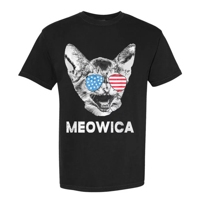 Meowica Usa American Flag Cat July 4 Garment-Dyed Heavyweight T-Shirt