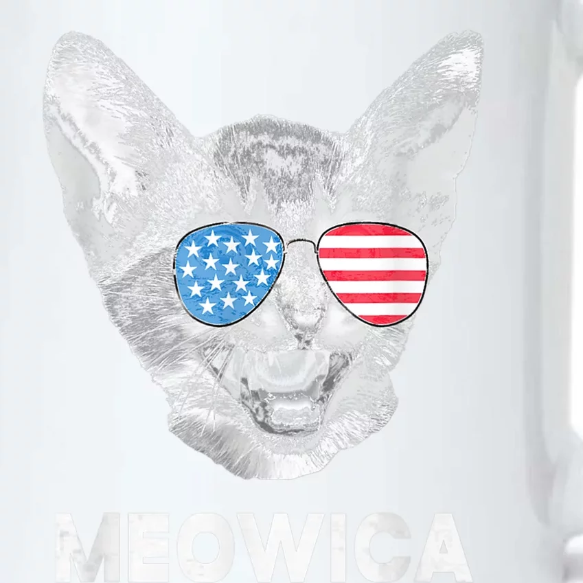 Meowica Usa American Flag Cat July 4 Black Color Changing Mug