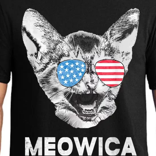 Meowica Usa American Flag Cat July 4 Pajama Set