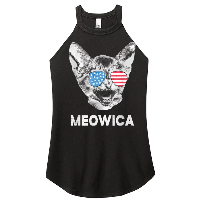 Meowica Usa American Flag Cat July 4 Women’s Perfect Tri Rocker Tank