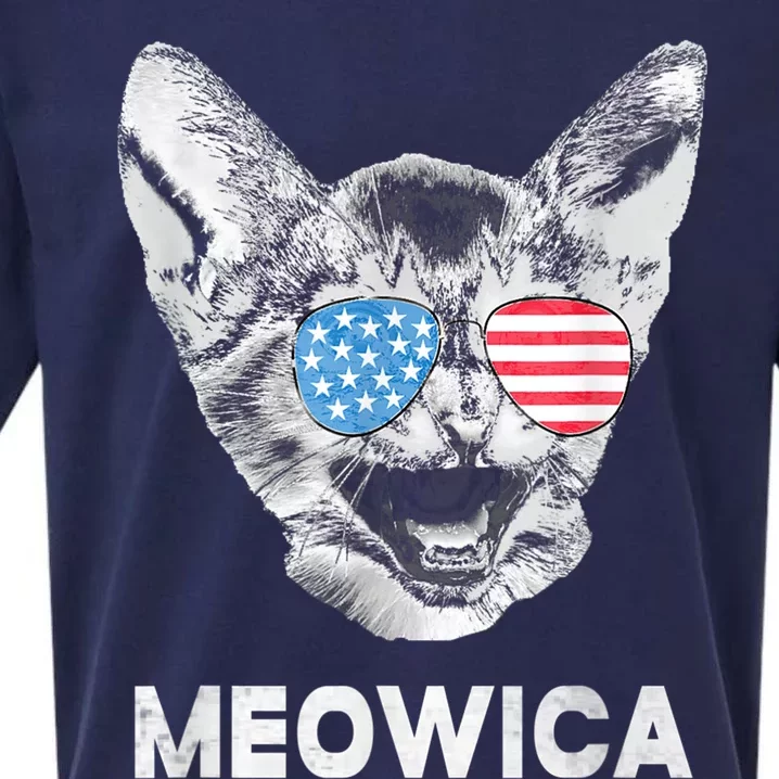 Meowica Usa American Flag Cat July 4 Sueded Cloud Jersey T-Shirt