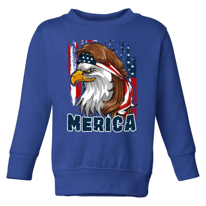 Merica Usa American Flag Eagle Mullet And Bandana Gift Toddler Sweatshirt