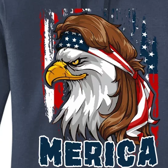 Merica Usa American Flag Eagle Mullet And Bandana Gift Women's Pullover Hoodie