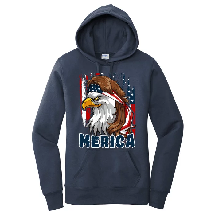 Merica Usa American Flag Eagle Mullet And Bandana Gift Women's Pullover Hoodie