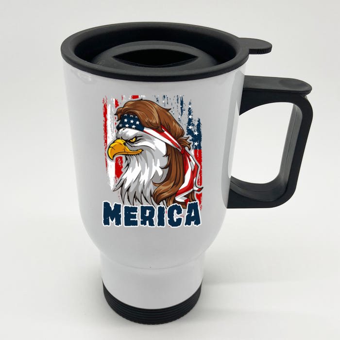 Merica Usa American Flag Eagle Mullet And Bandana Gift Front & Back Stainless Steel Travel Mug