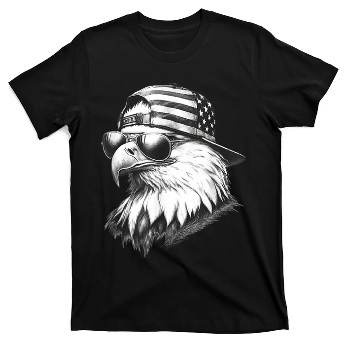 Merica Usa American Flag Patriotic 4th Of July Bald Eagle T-Shirt