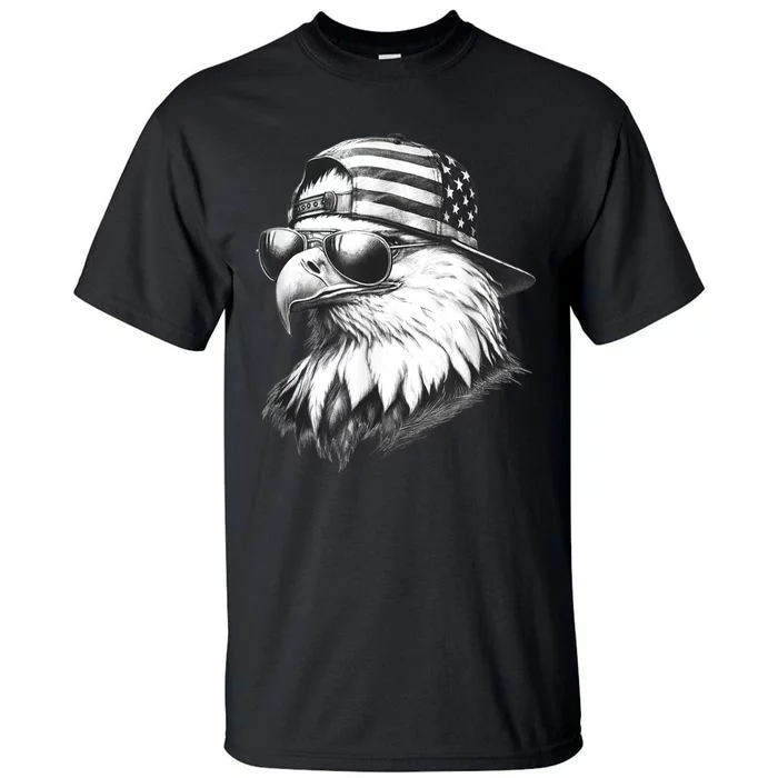 Merica Usa American Flag Patriotic 4th Of July Bald Eagle Tall T-Shirt