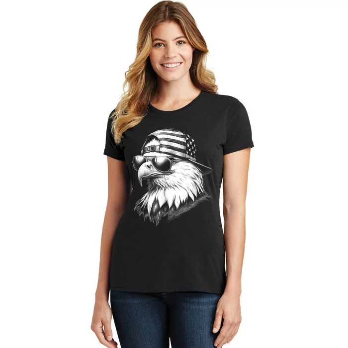 Merica Usa American Flag Patriotic 4th Of July Bald Eagle Women's T-Shirt