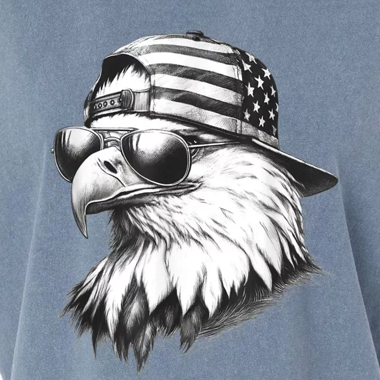 Merica Usa American Flag Patriotic 4th Of July Bald Eagle Garment-Dyed Women's Muscle Tee