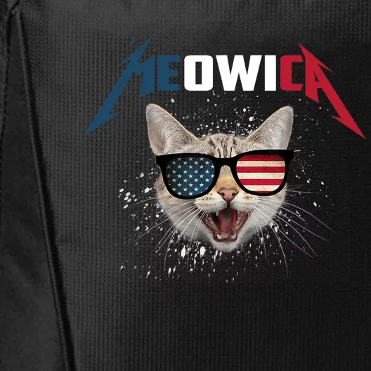 Meowica USA American Flag Cat Funny Patriotic 4th Of July City Backpack