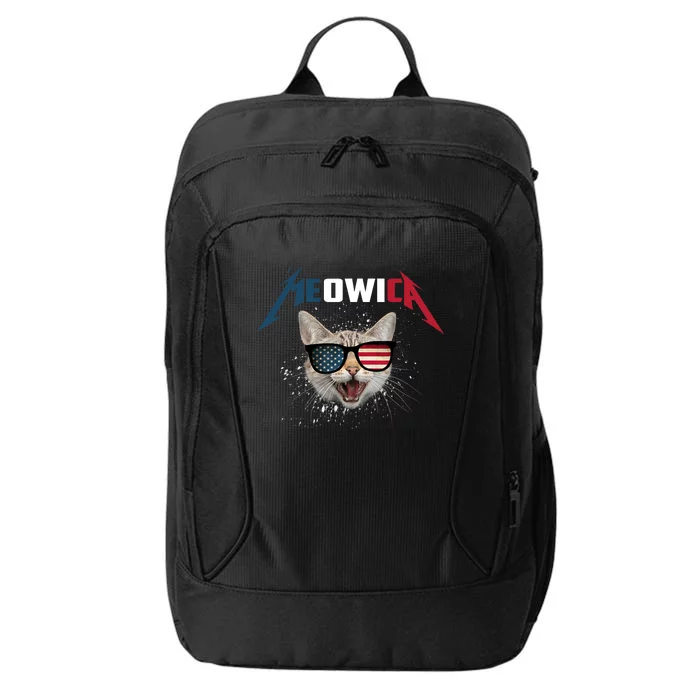 Meowica USA American Flag Cat Funny Patriotic 4th Of July City Backpack