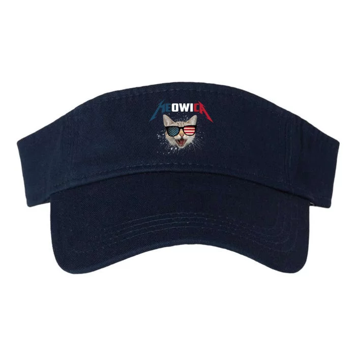 Meowica USA American Flag Cat Funny Patriotic 4th Of July Valucap Bio-Washed Visor