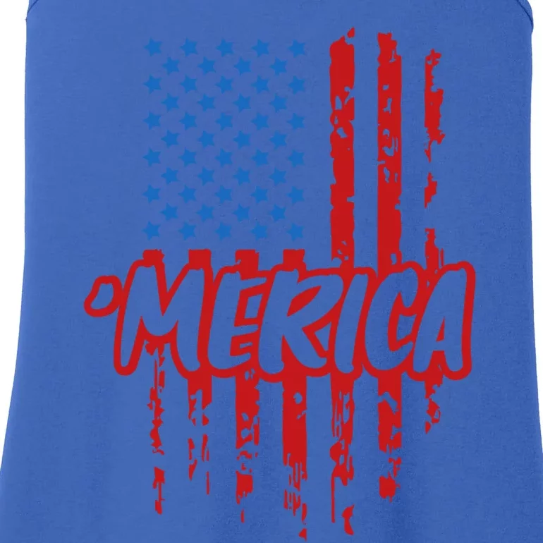 Merica Usa American Flag 4th Of July Patriotic Boy Gift Ladies Essential Tank