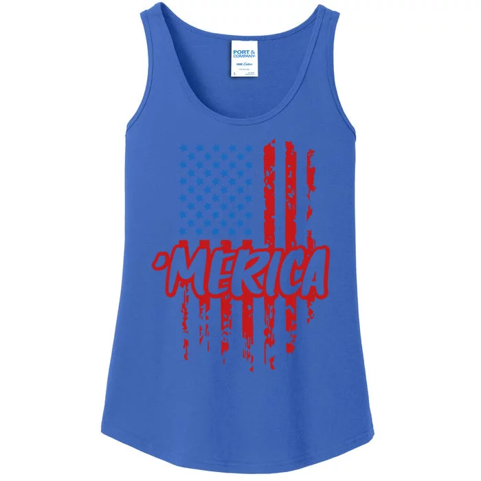 Merica Usa American Flag 4th Of July Patriotic Boy Gift Ladies Essential Tank