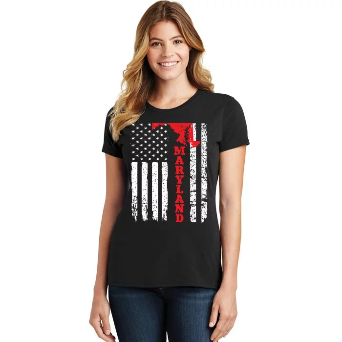 Maryland Usa American Flag State Native Born Women's T-Shirt