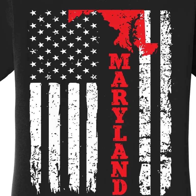 Maryland Usa American Flag State Native Born Women's T-Shirt