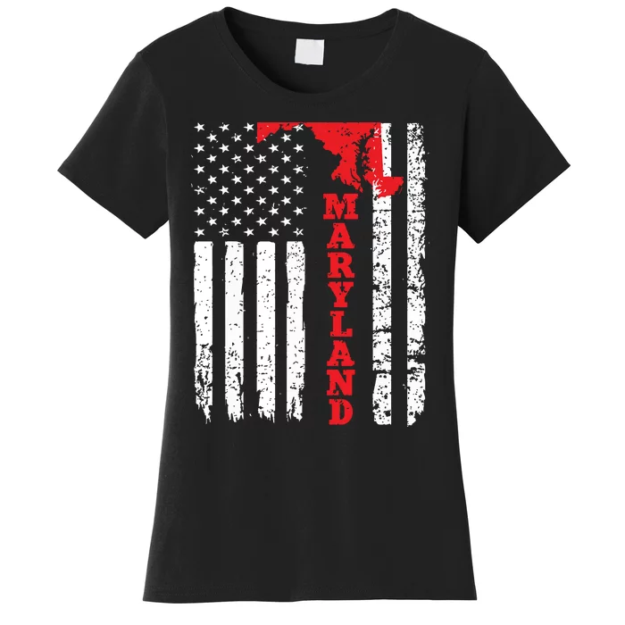 Maryland Usa American Flag State Native Born Women's T-Shirt