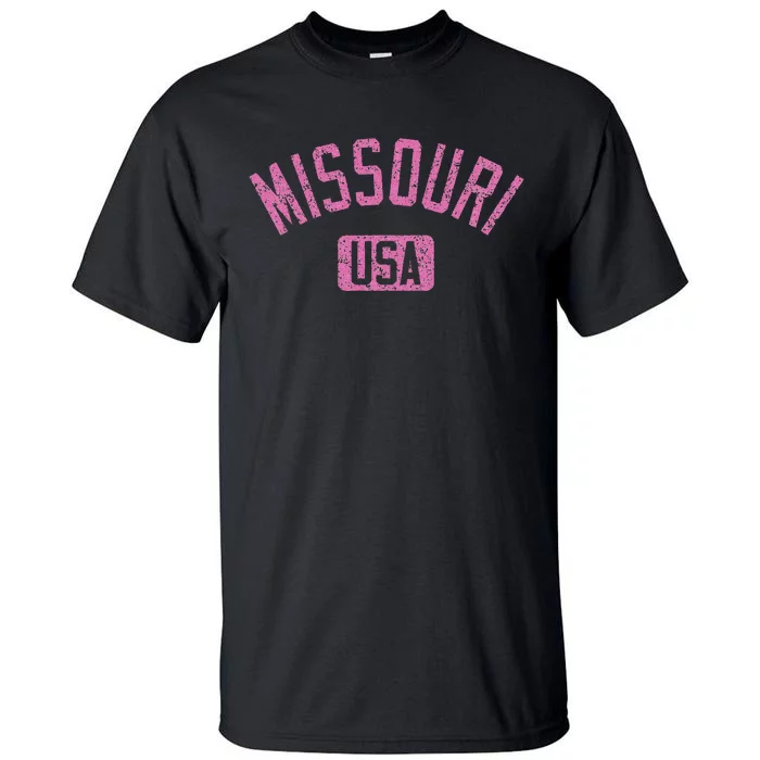 Missouri Usa Arched Text Distressed Pink Tall T-Shirt