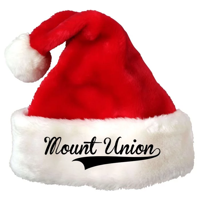 Mount Union Baseball Vintage Retro Font Cute Gift Premium Christmas Santa Hat