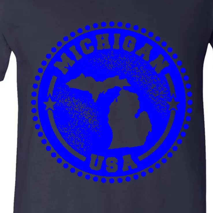 Michigan USA Blue Logo V-Neck T-Shirt