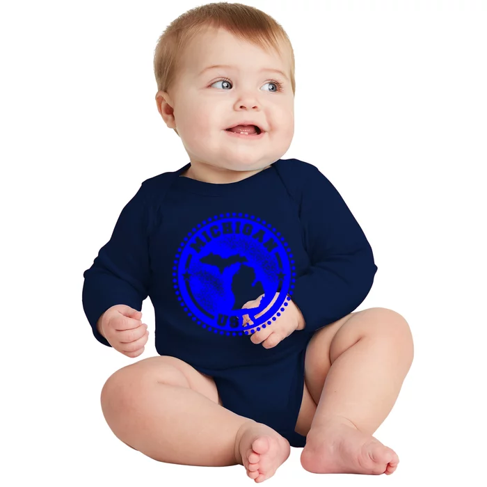 Michigan USA Blue Logo Baby Long Sleeve Bodysuit