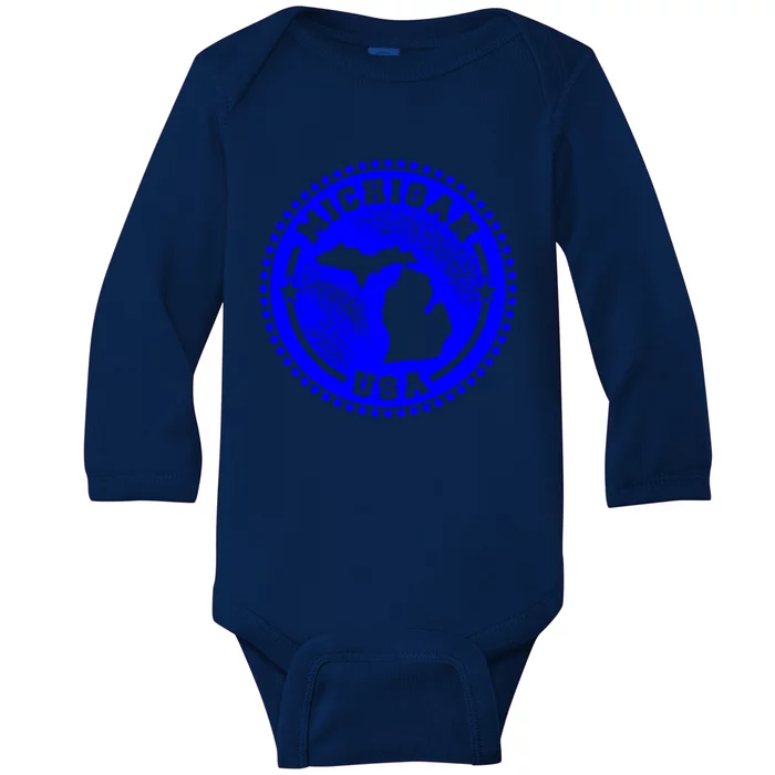 Michigan USA Blue Logo Baby Long Sleeve Bodysuit