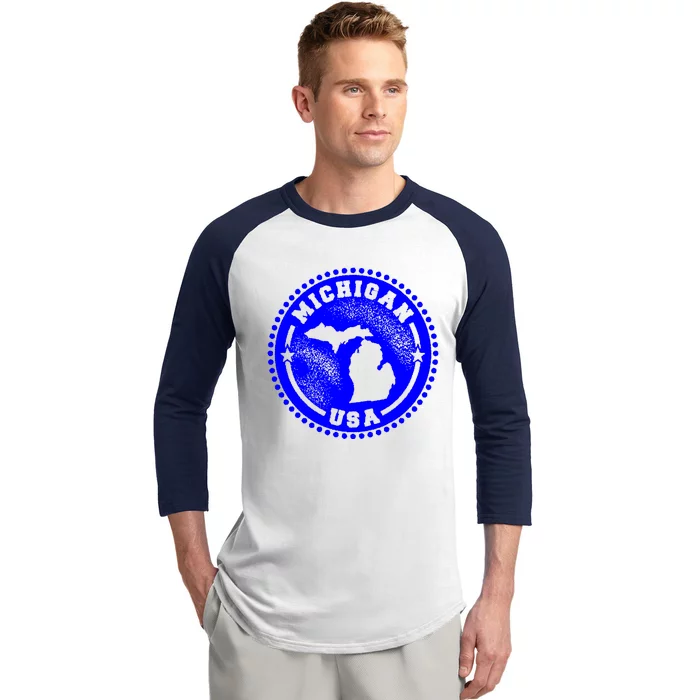 Michigan USA Blue Logo Baseball Sleeve Shirt