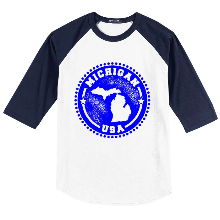 Michigan USA Blue Logo Baseball Sleeve Shirt