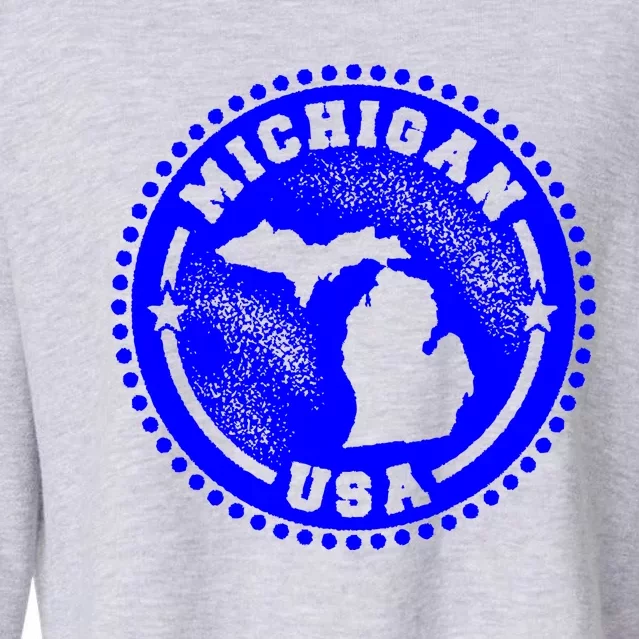 Michigan USA Blue Logo Cropped Pullover Crew