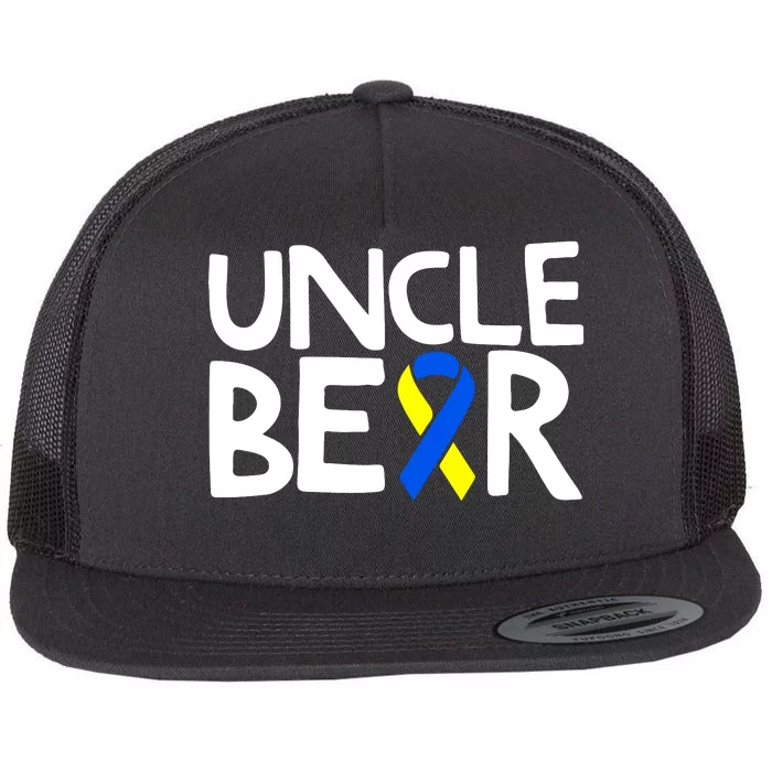 Men Uncle Bear Down Syndrome Awareness T21 Day Gift Flat Bill Trucker Hat