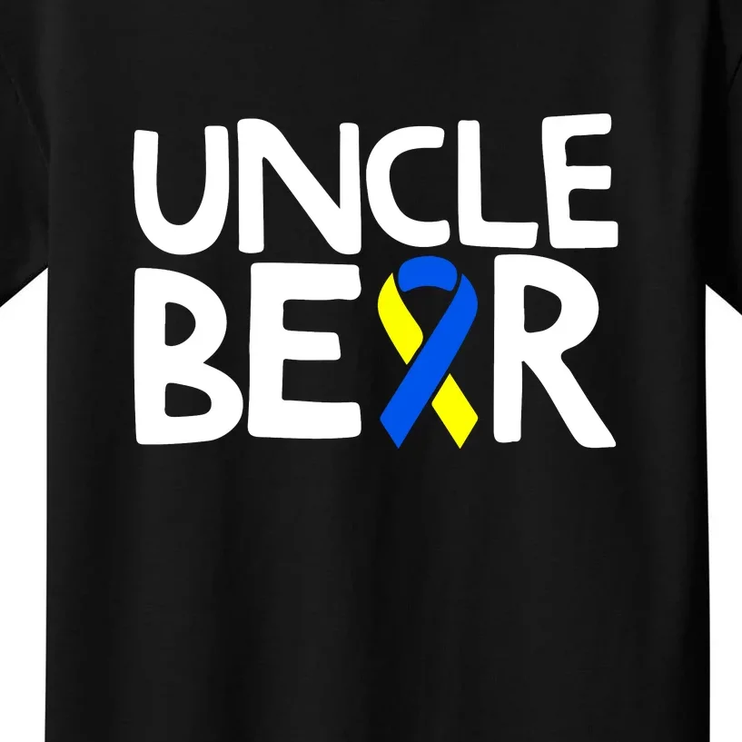 Men Uncle Bear Down Syndrome Awareness T21 Day Gift Kids T-Shirt