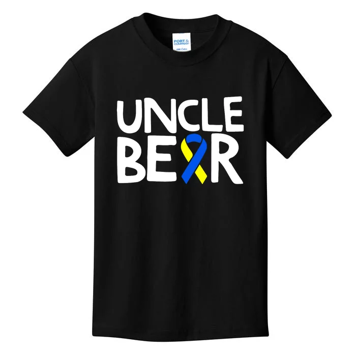 Men Uncle Bear Down Syndrome Awareness T21 Day Gift Kids T-Shirt