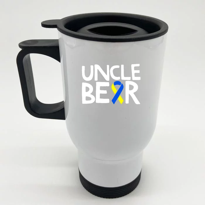 Men Uncle Bear Down Syndrome Awareness T21 Day Gift Front & Back Stainless Steel Travel Mug