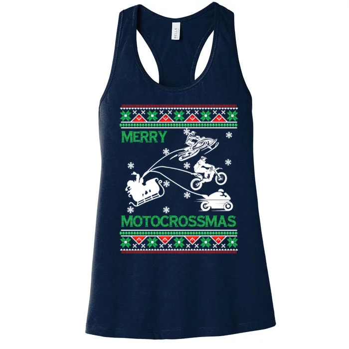 Motorcross Ugly Christmas Women's Racerback Tank