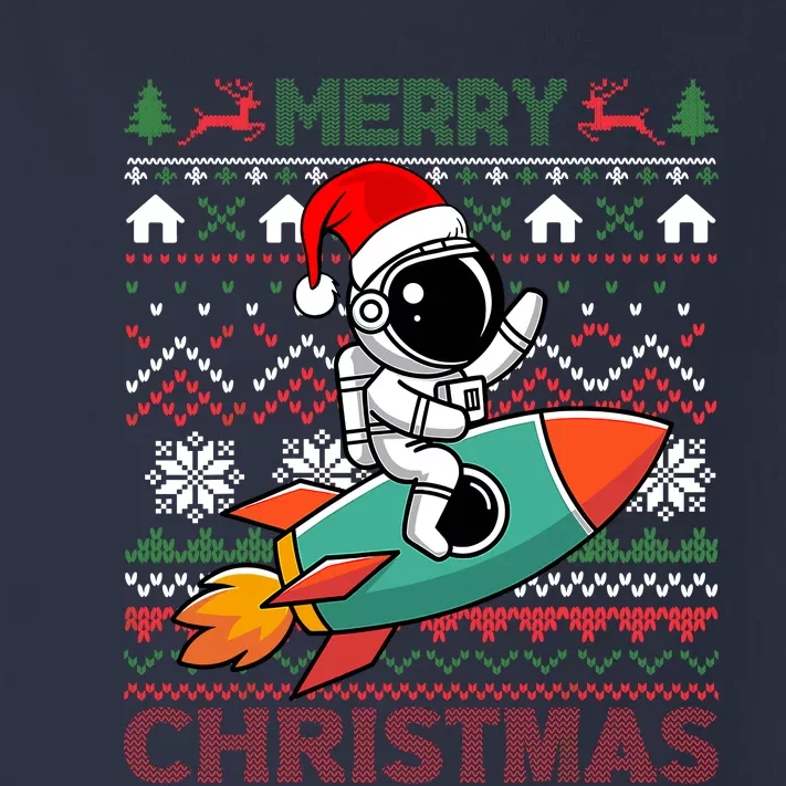 Merry Ugly Christmas Santa Hat Astronaut Riding Rocket Xmas Toddler Long Sleeve Shirt