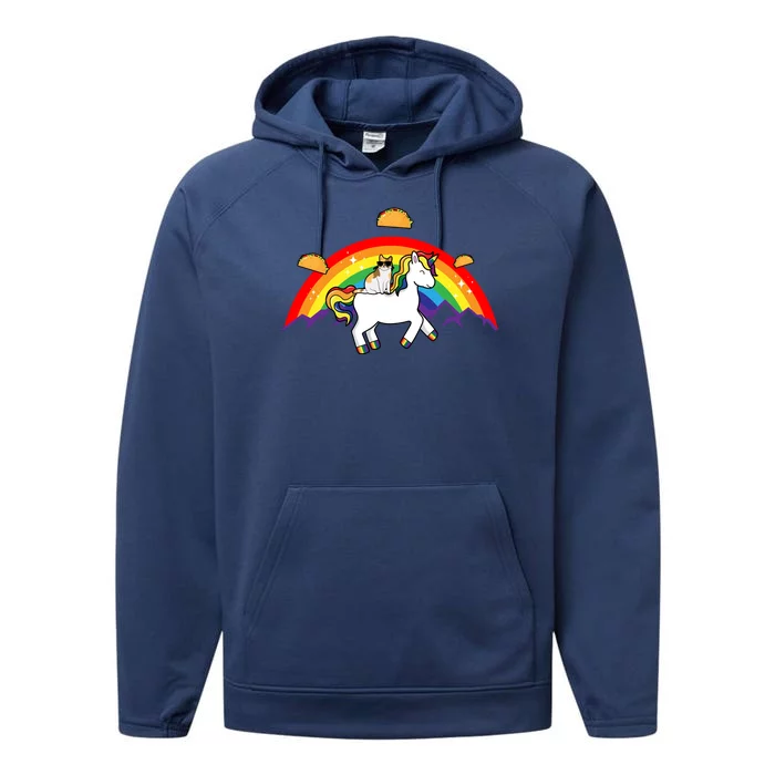 Magical Unicorn Cat Taco Rainbow Performance Fleece Hoodie