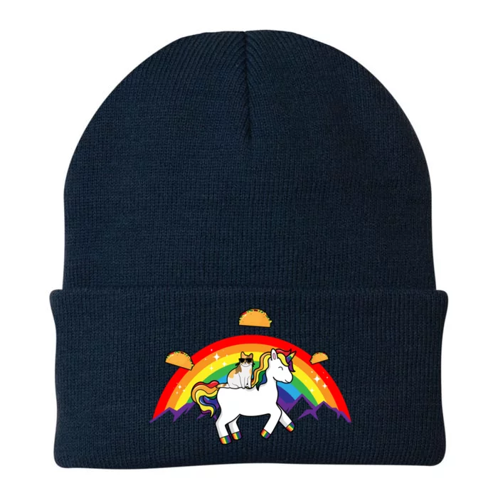 Magical Unicorn Cat Taco Rainbow Knit Cap Winter Beanie