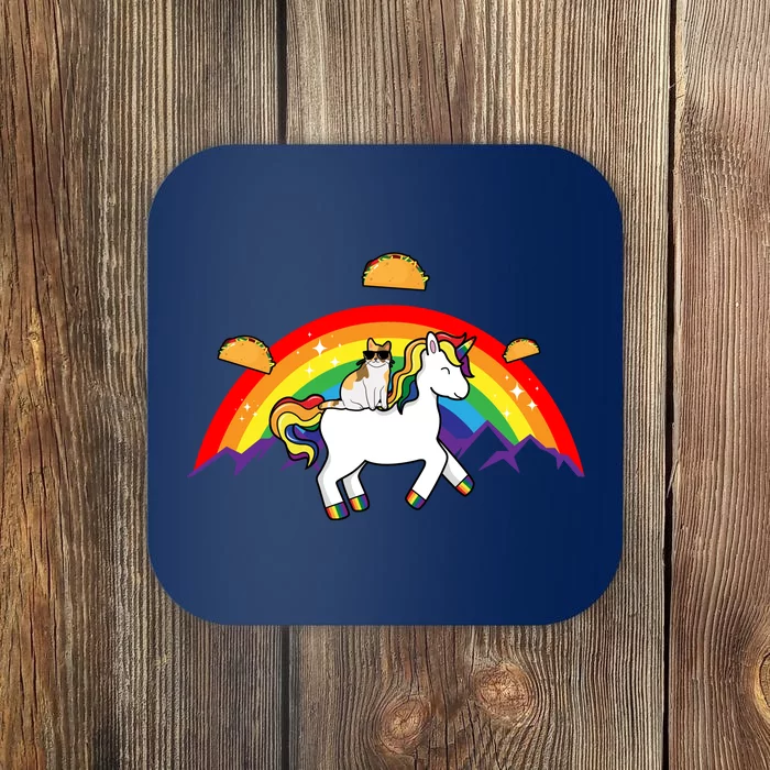 Magical Unicorn Cat Taco Rainbow Coaster