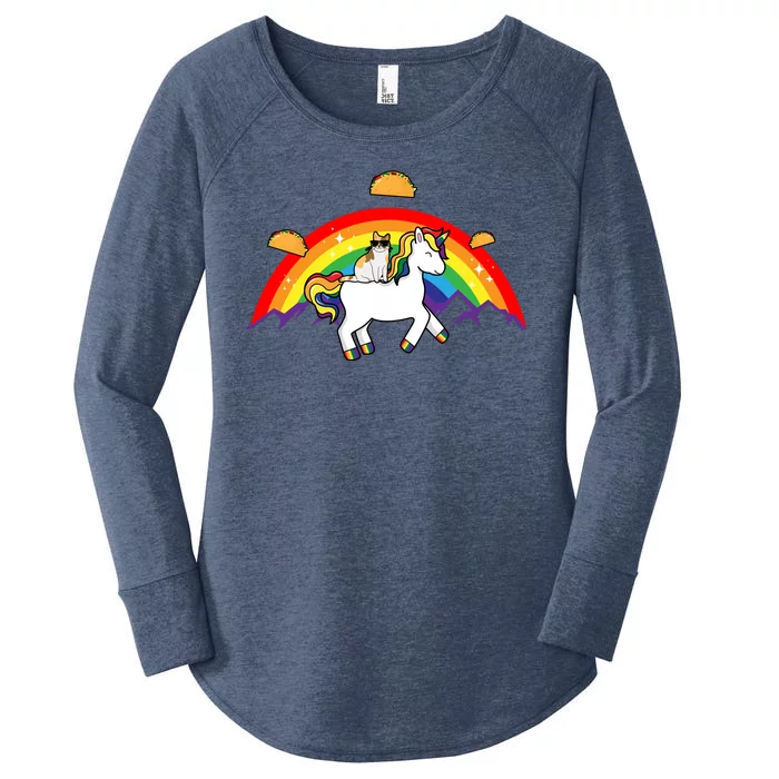 Magical Unicorn Cat Taco Rainbow Women's Perfect Tri Tunic Long Sleeve Shirt